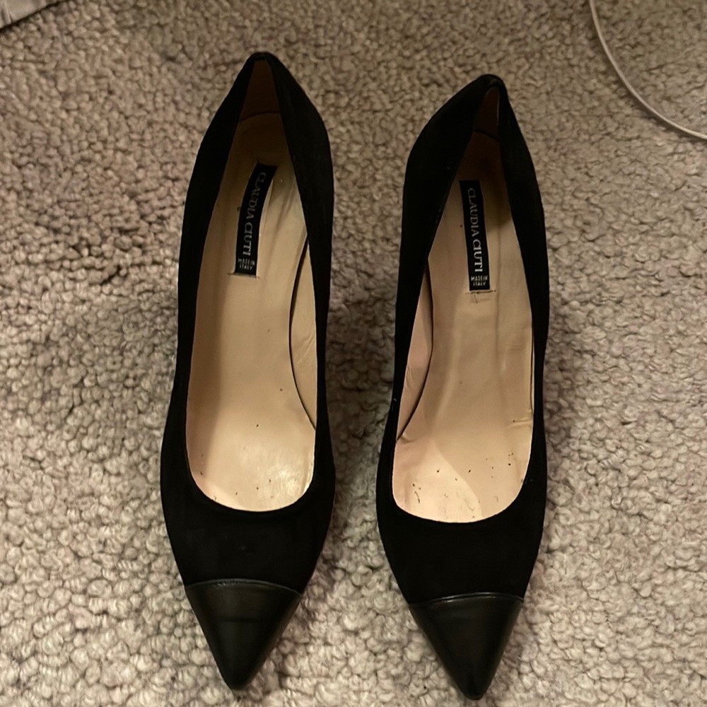 Claudia Ciuti Black Suede Heels Size 8.5 Made in Italy